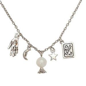 NWT Crystal Ball & Tarot Charm Necklace